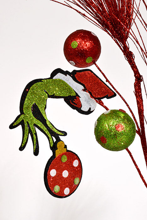 32" Glittered Grinch Hand Spray Red/Green