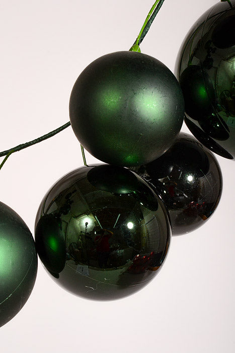 6Ft Plastic Shinny/Matte Ball Garland Dark Green