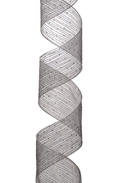 4" X 10Yd Wired Twinkling Ribbon Black/Silver