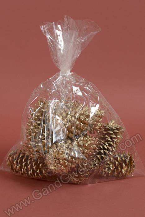 2.5" - 4" Medium Pine Cones Gold Pkg/12