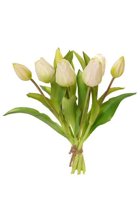 13&quot; Silk Tulip Bouquet White