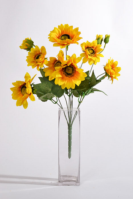 18" Silk Sunflower Bush Yellow