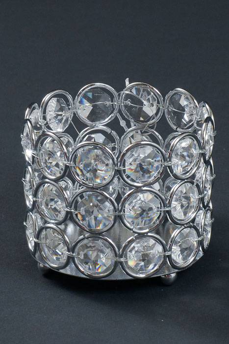 3&quot; X 2.5&quot; Crystal Bead Candle Holder Silver/clear