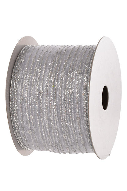 2.5" X 10Yd Wired Twinkling Ribbon Silver