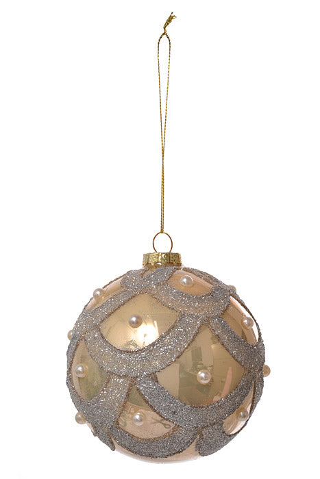 100Mm Glass Ball Ornament Silver/Champagne