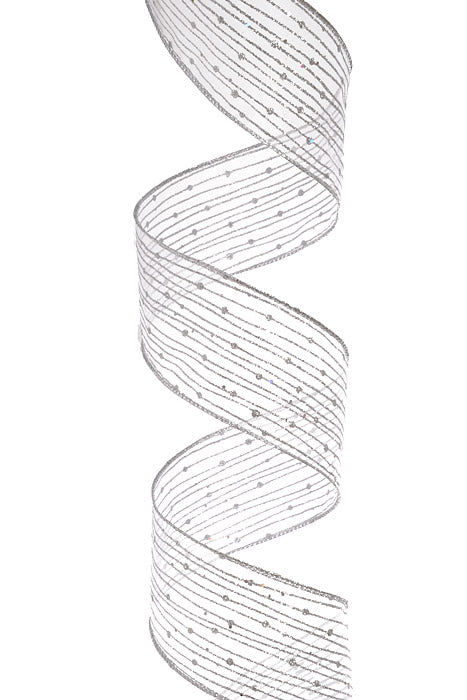 2.5" X 10Yd Wired Twinkling Ribbon Silver