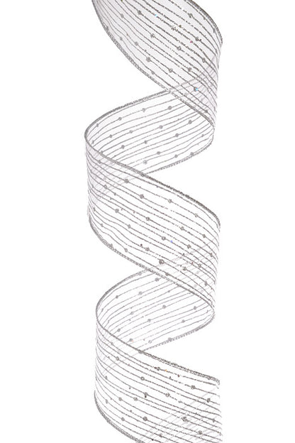 2.5" X 10Yd Wired Twinkling Ribbon Silver