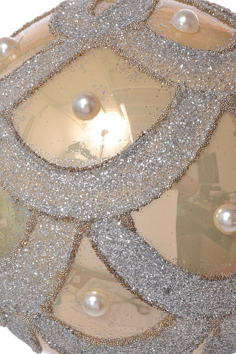 100Mm Glass Ball Ornament Silver/Champagne