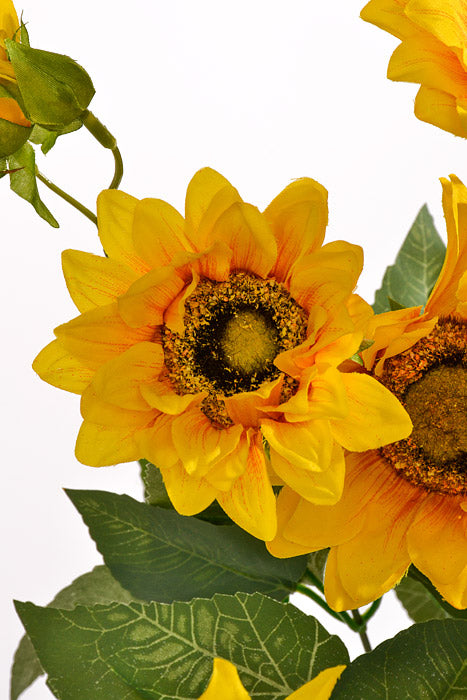 18" Silk Sunflower Bush Yellow