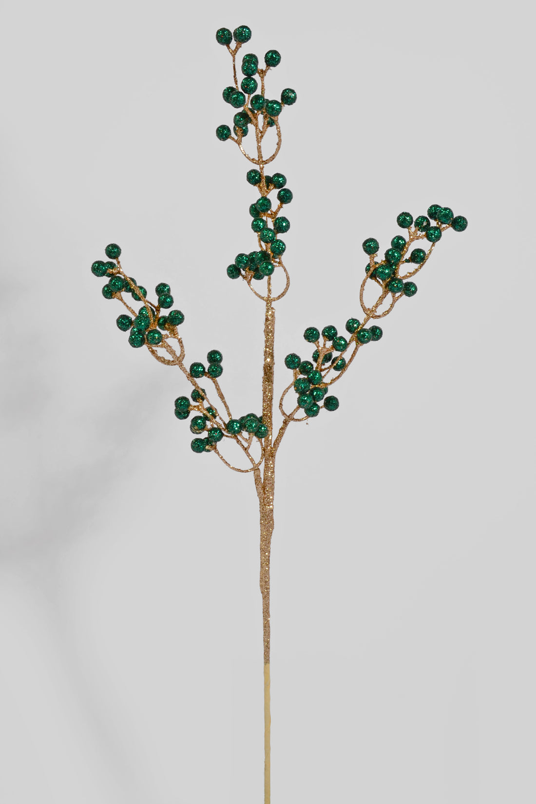 30" Glitter Berries Stem Emerald