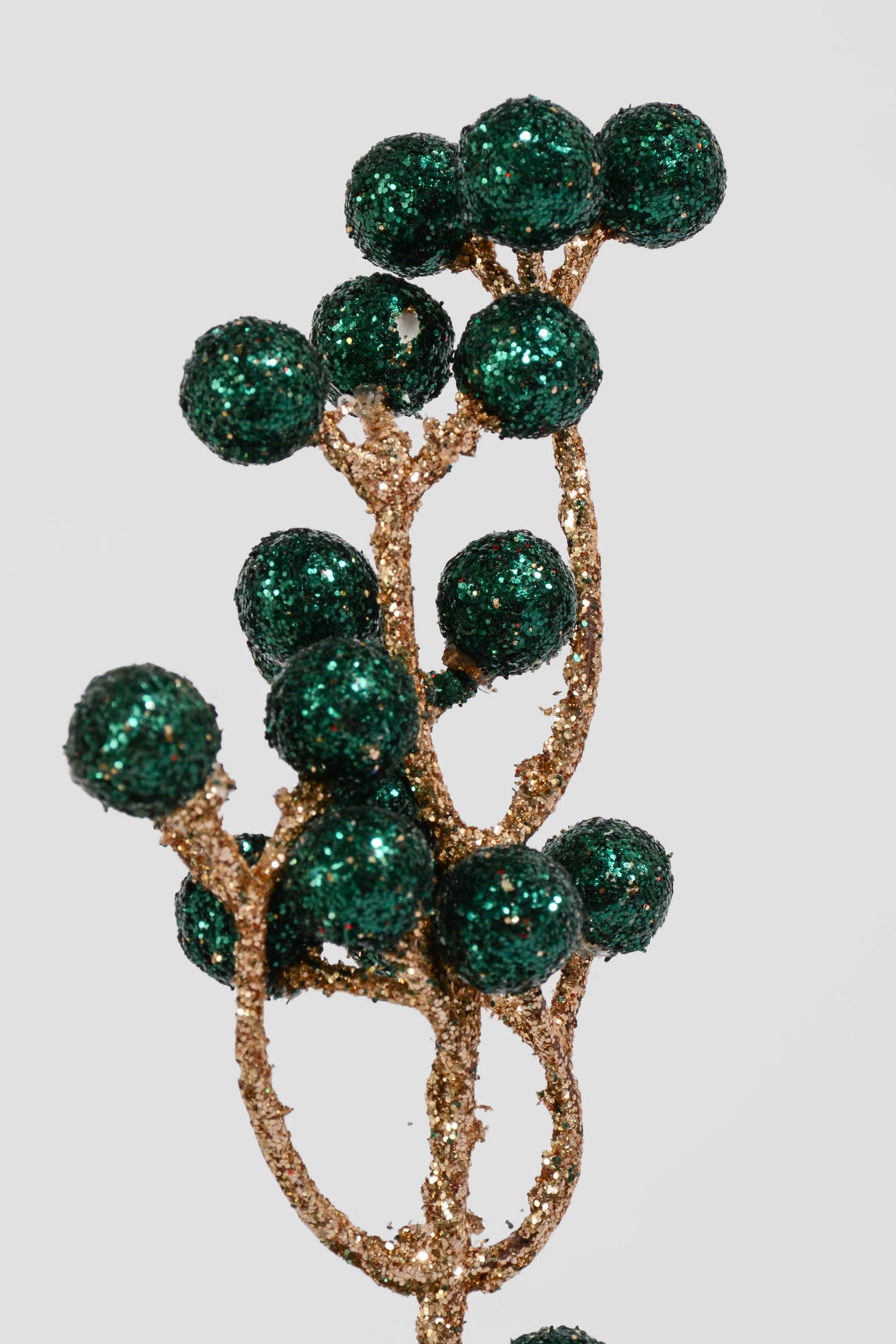30" Glitter Berries Stem Emerald