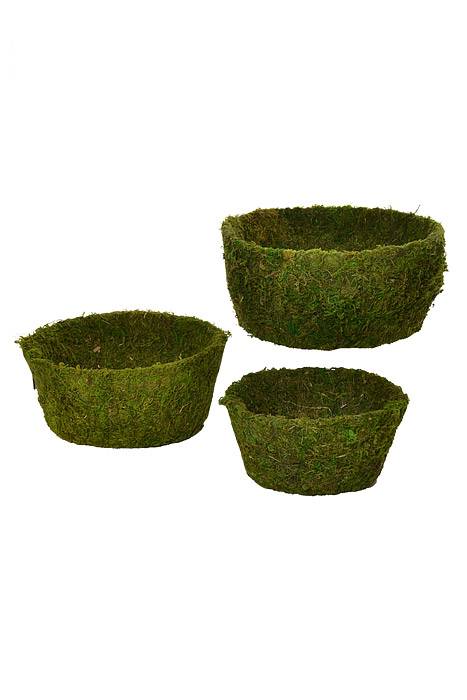 7/9/10.5" Deco Roseville Moss Planter Green Set-3
