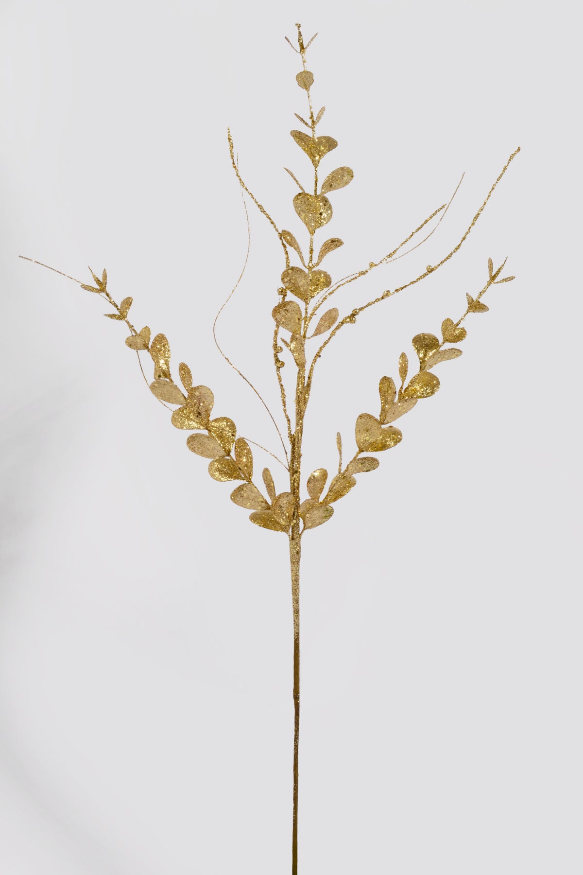 30" Glitter Berries Leaves Stem Gold