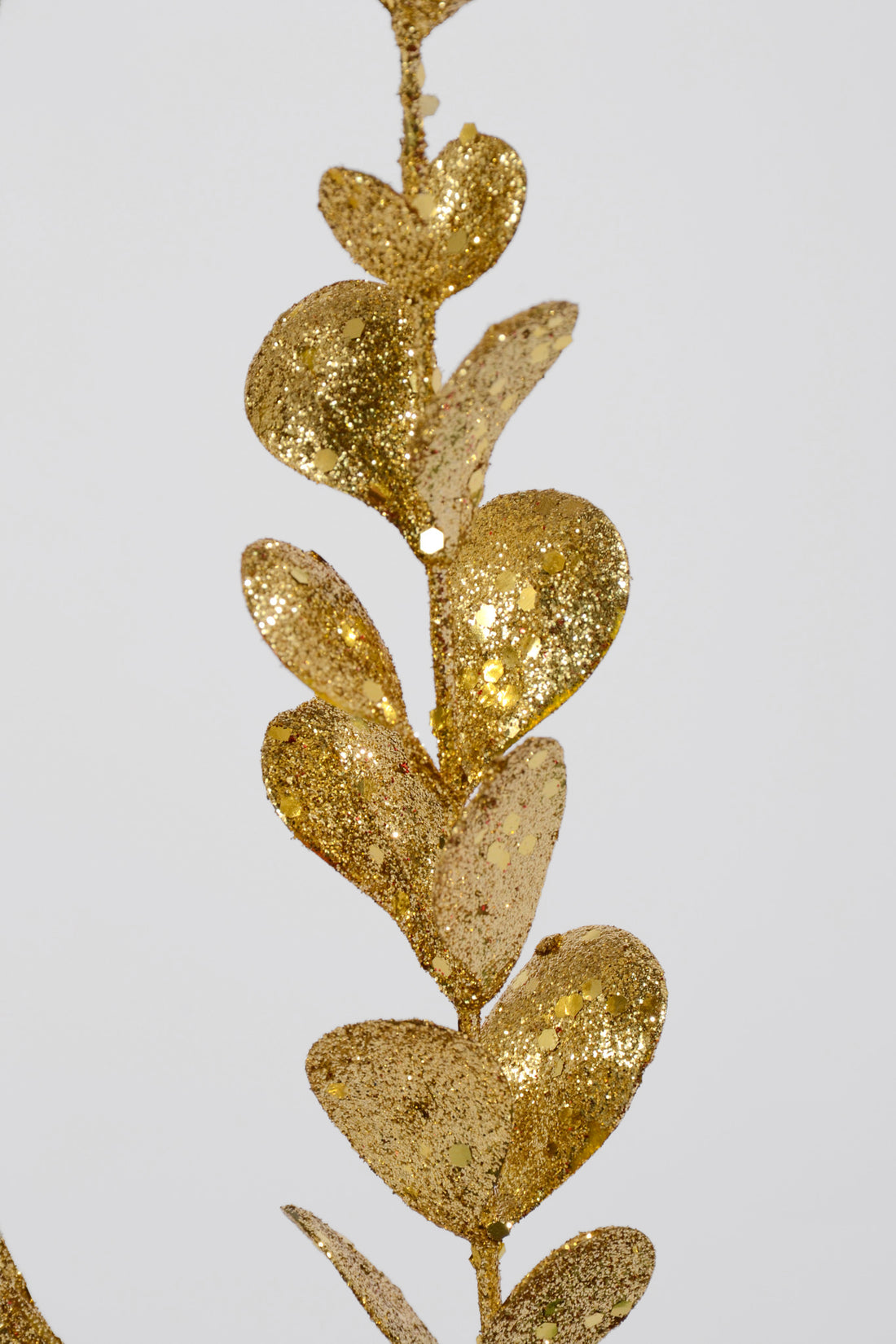 30" Glitter Berries Leaves Stem Gold