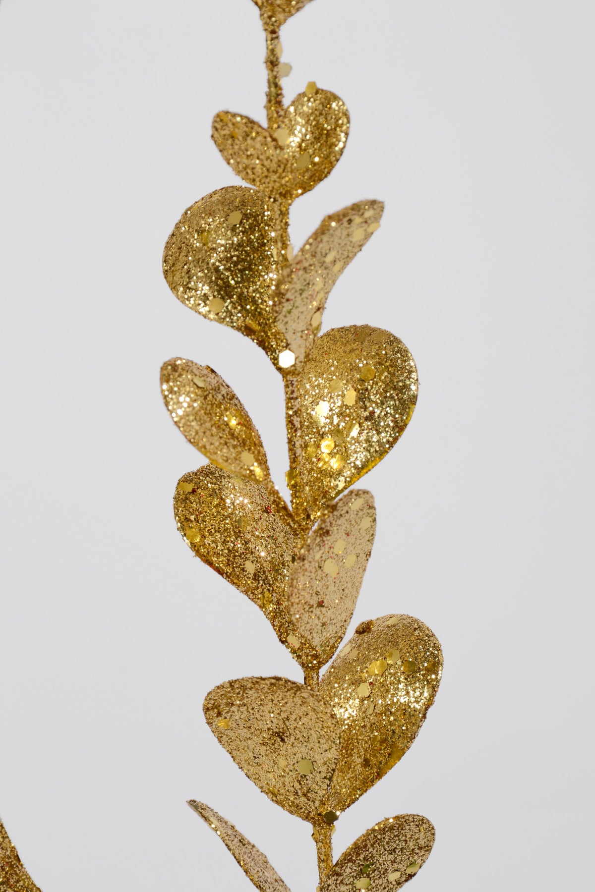 30" Glitter Berries Leaves Stem Gold