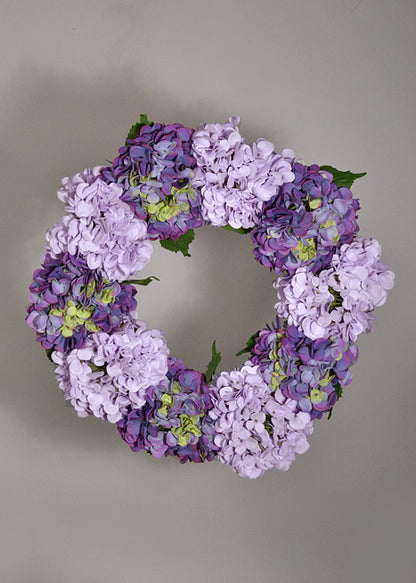 20" Silk Hydrangea Wreath Mixed Purple