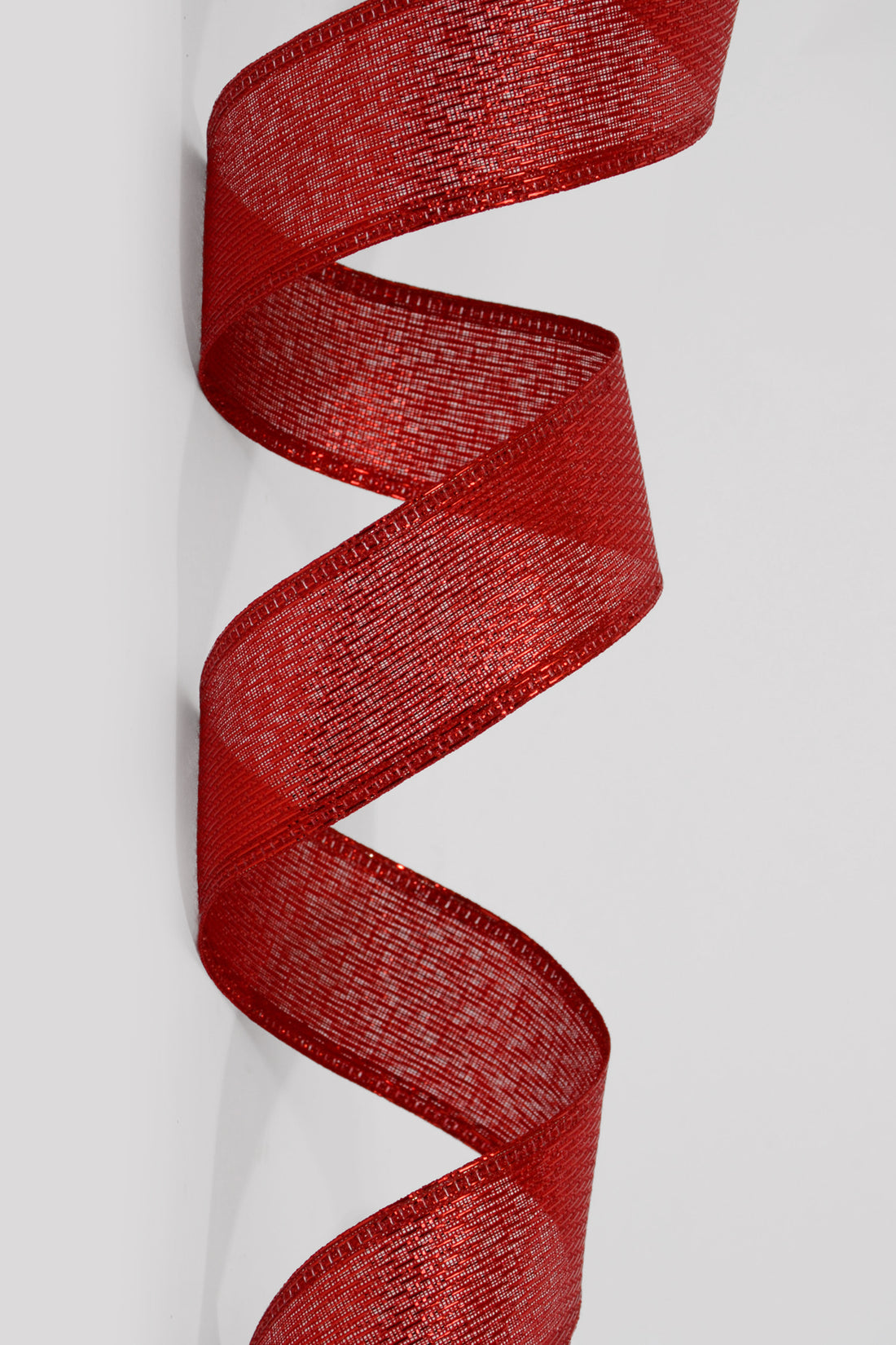 1.5" X 50Yds Wired Stairstep Woven Metallic Ribbon Red