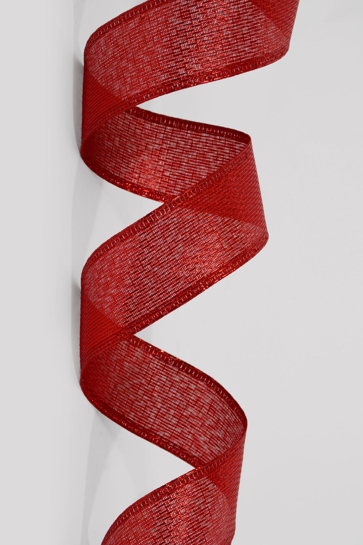 1.5" X 50Yds Wired Stairstep Woven Metallic Ribbon Red