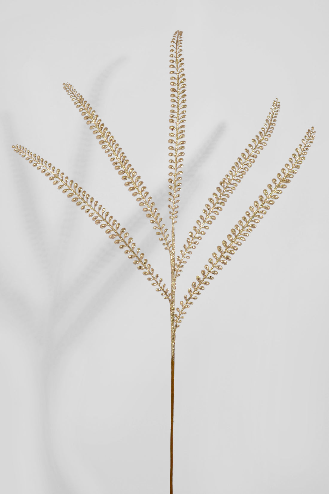 35" Glitter Leaves Stem Champagne
