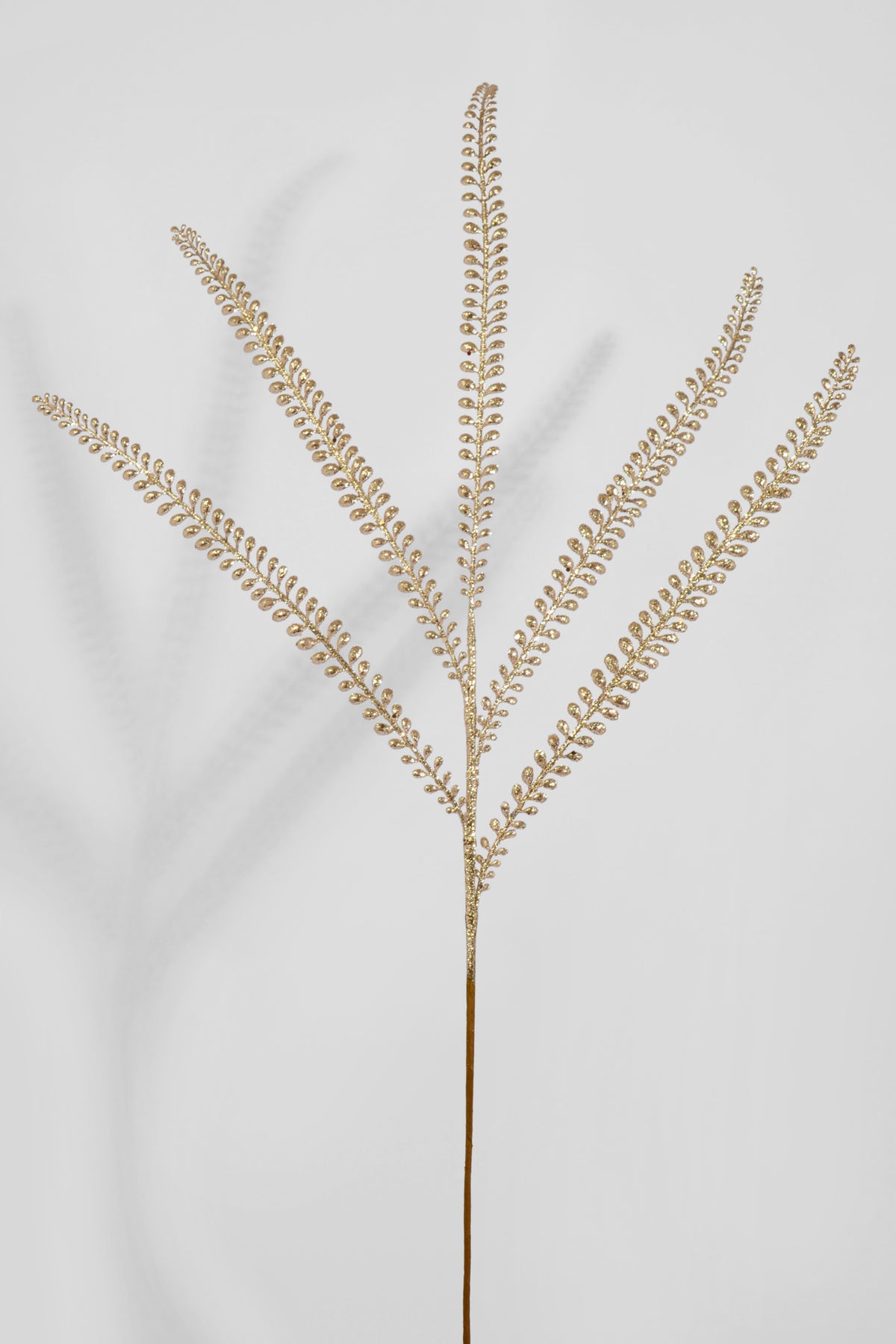 35" Glitter Leaves Stem Champagne