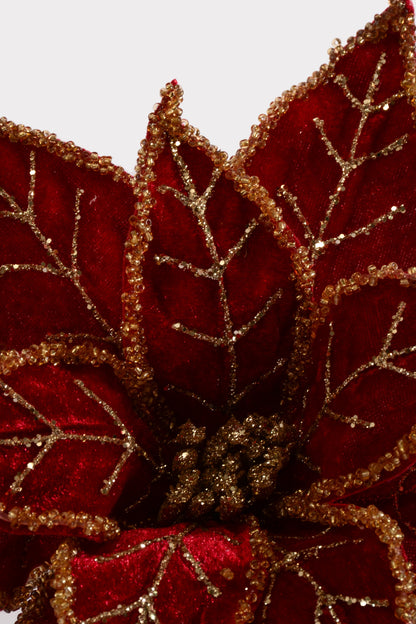 23" Poinsettia Stem Red Gold