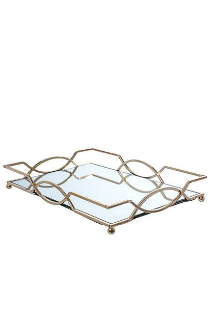 11.5"/17.75" Metal/mirror Rectangular Tray Gold
