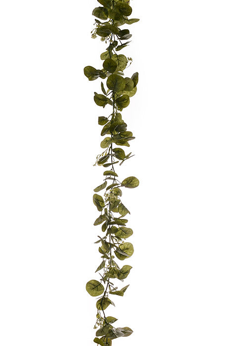 6Ft Frosted Seeded Eucalyptus Garland Green