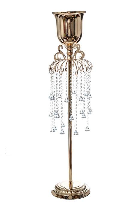 8" X 48" Metal Candle Holder/bouquet Stand Gold