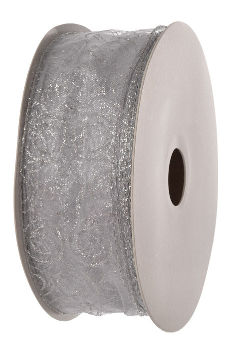 2-1/2" X 50Yd Wired Jupiter Ribbon Silver