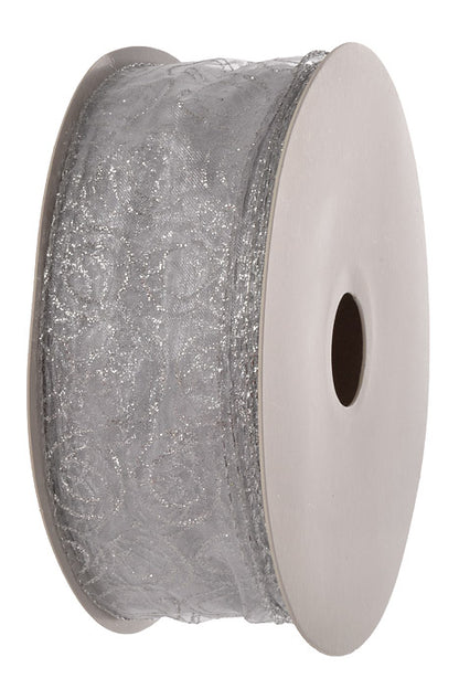 2-1/2" X 50Yd Wired Jupiter Ribbon Silver