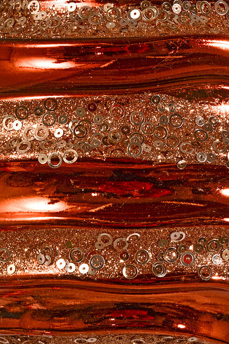 200Mm Plastic Ball with Glitter/Sequin Ornament Copper