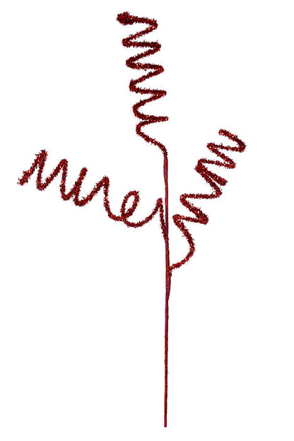 28" Glitter Curly Spray Red