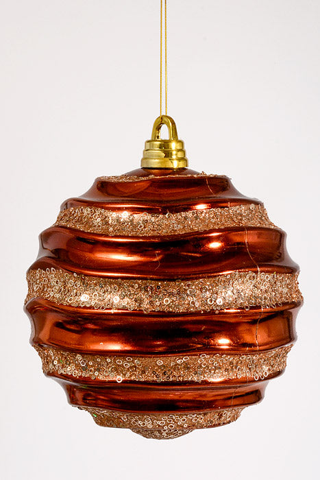 300Mm Plastic Ball with Glitter/Sequin Ornament Copper