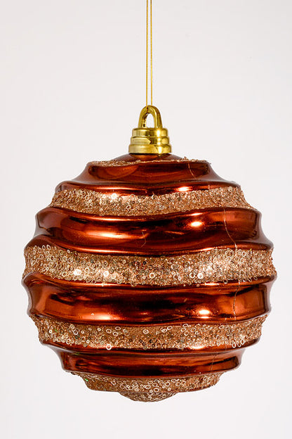 300Mm Plastic Ball with Glitter/Sequin Ornament Copper