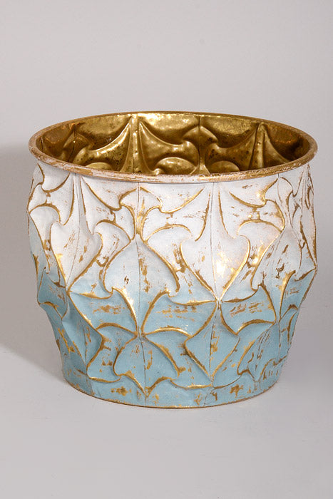 10"/13" Metal Vase Blue/Gold Set/2