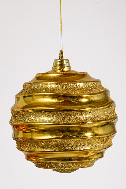 300Mm Plastic Ball with Glitter/Sequin Ornament Gold