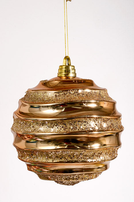 300Mm Plastic Ball with Glitter/Sequin Ornament Champagne