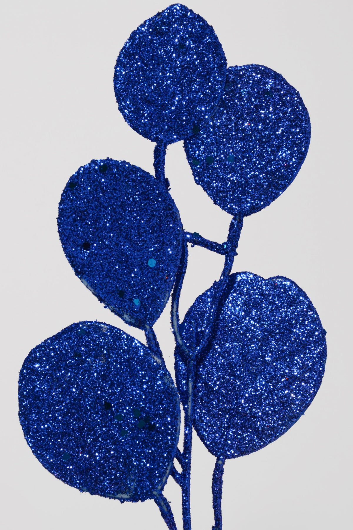 27.5" Glitter Leaves Stem Blue