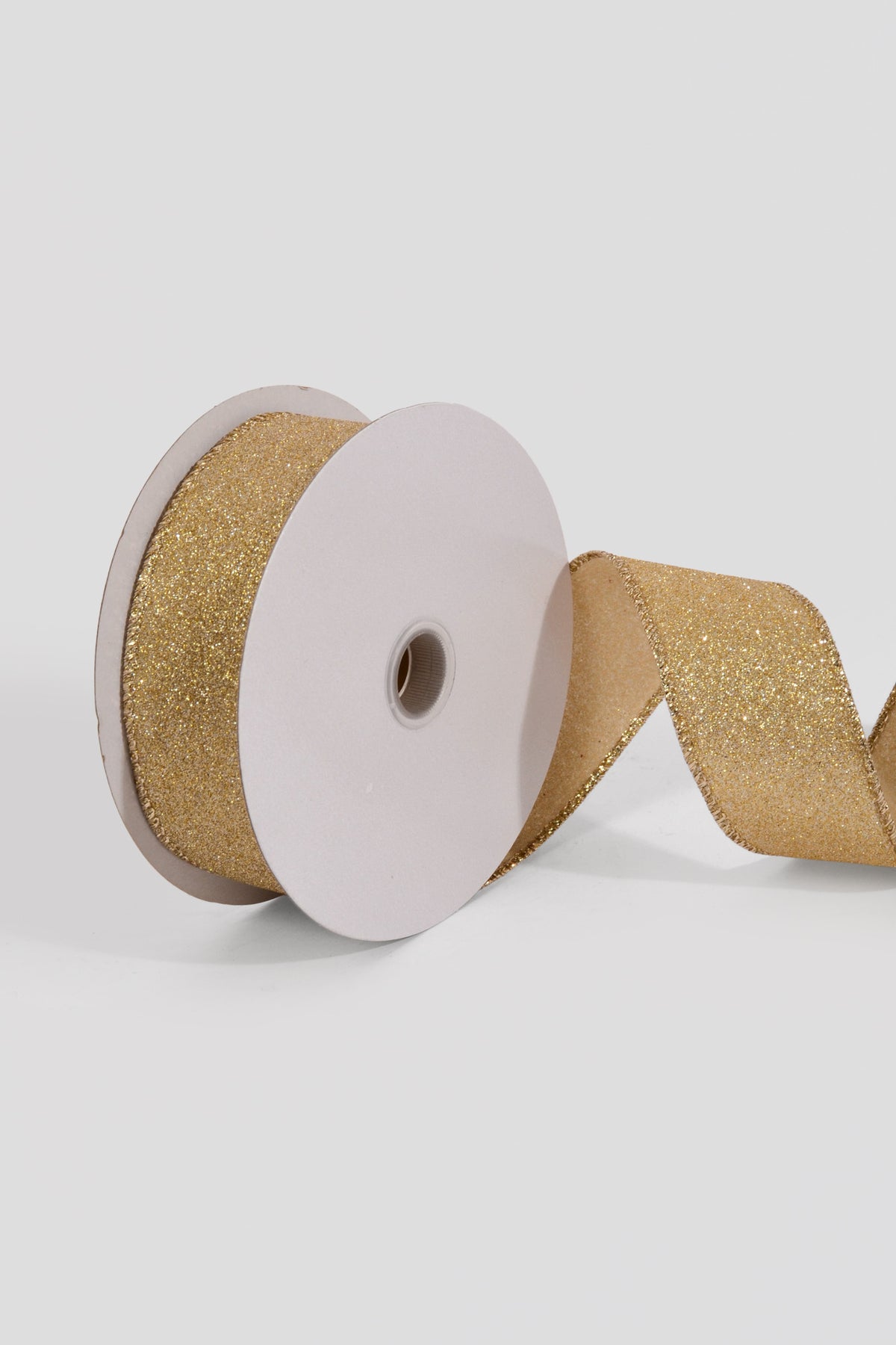 1.5" X 10Yds All Flat Glitter Wired Ribbon Champagne