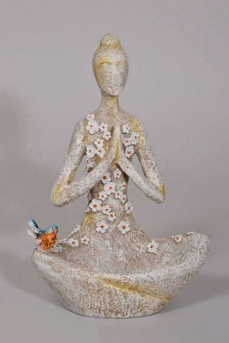 10.5" Resin Yoga Lady Feeder Stone