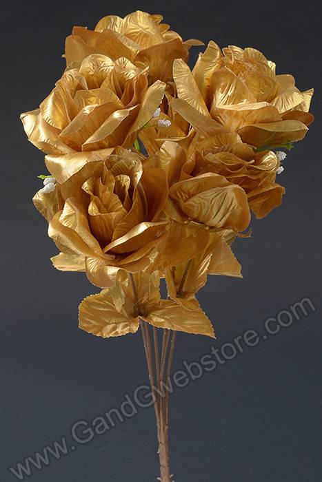 16" Printing Rose Bush Gold