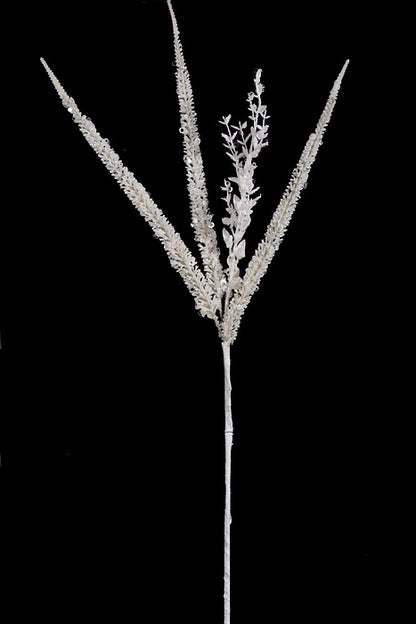 24" Glitter Foxtail Grass Spray White