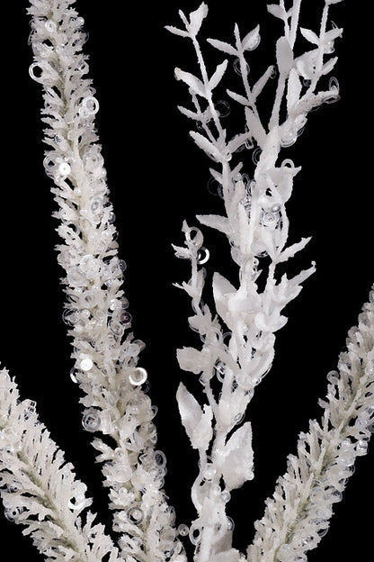 24" Glitter Foxtail Grass Spray White