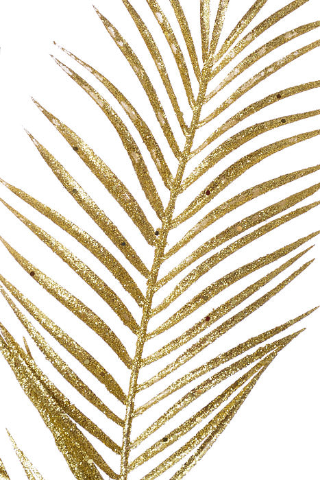 34" Glitter Mica Triple Palm Leaf Spray Gold