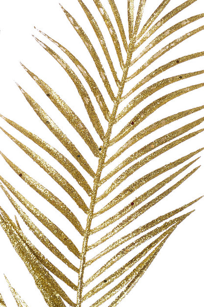 34" Glitter Mica Triple Palm Leaf Spray Gold