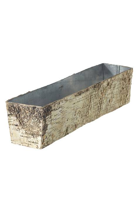 18" X 4" X 4" Birch Planter W/zinc Natural