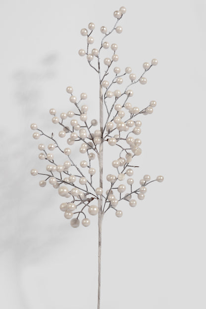 28" Metallic Berries Stem Silver/White