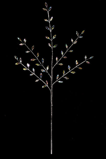 30" Crystal Bead Spray Iridescent Silver