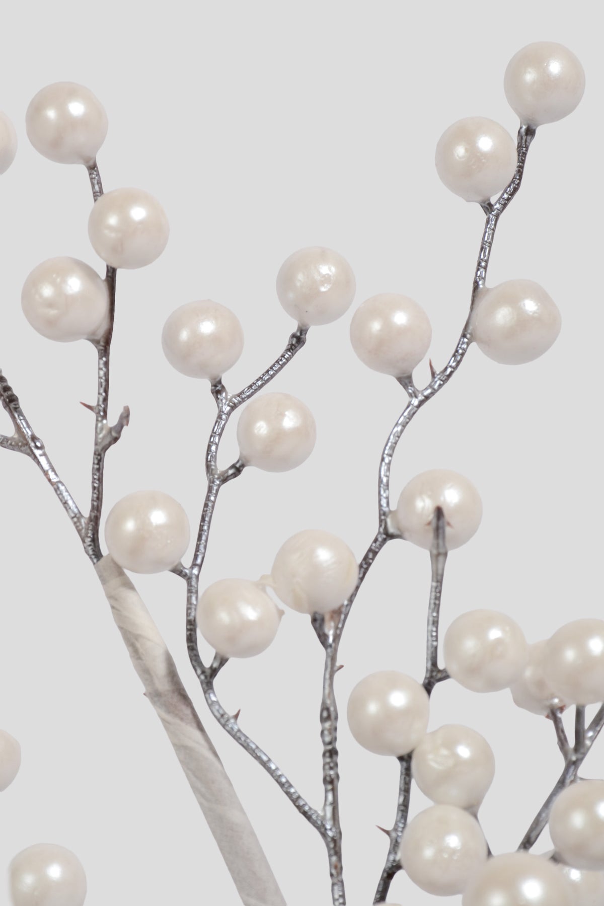 28" Metallic Berries Stem Silver/White