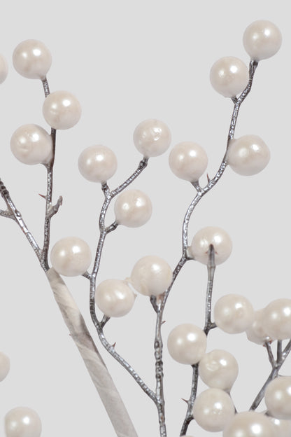 28" Metallic Berries Stem Silver/White